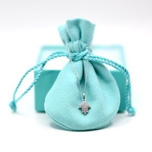 Hamsa Pave Diamonds and Gold Necklace